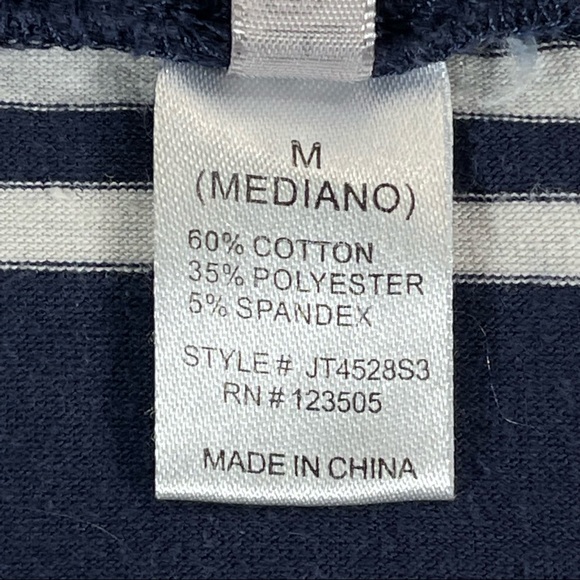 Heart & Hips size medium navy blue & white striped cardigan sweater half button - Picture 10 of 11